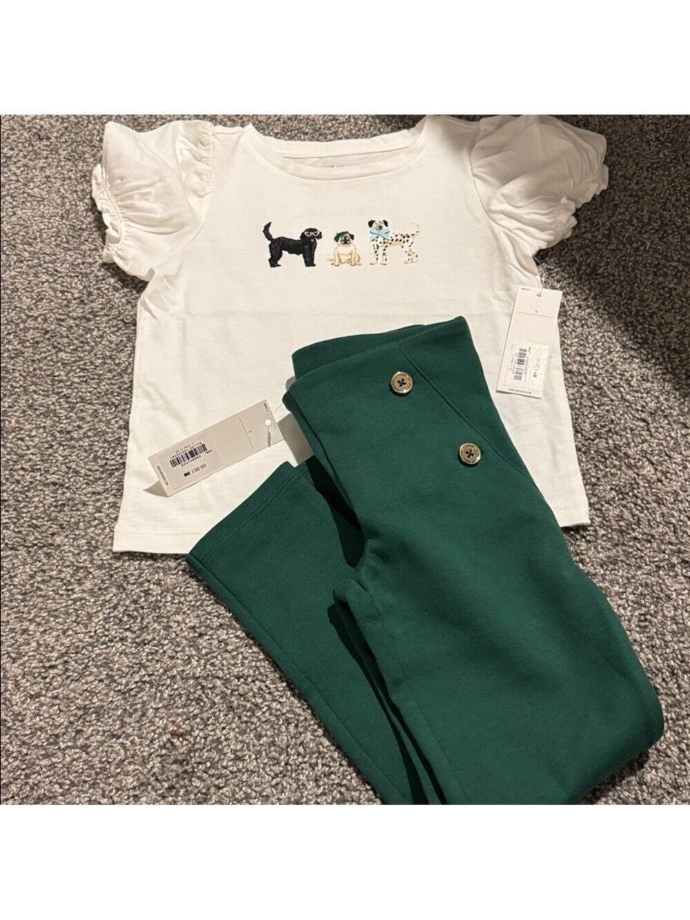 Janie and Jack White and Green Kids Matching Set - Picture 7 of 9